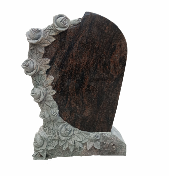 Einzelgrabstein, stehender Grabstein mit Rosa aus Aruba