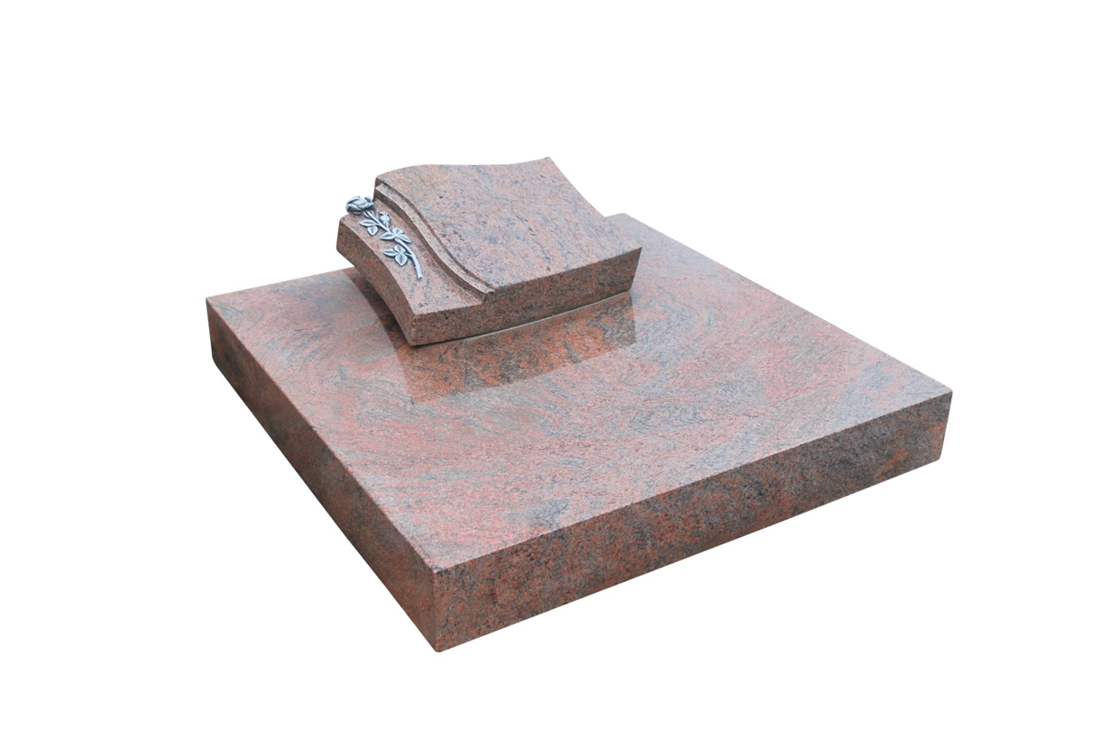Grabanlage, Grabmal aus Multicolor Red Granit inkl. Rose